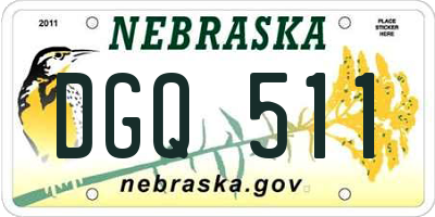 NE license plate DGQ511
