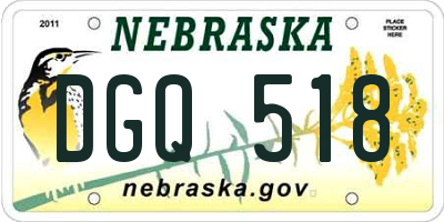 NE license plate DGQ518
