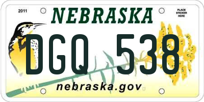 NE license plate DGQ538
