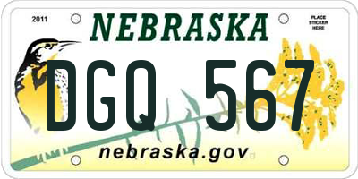 NE license plate DGQ567