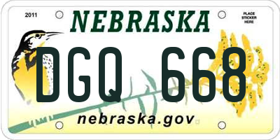 NE license plate DGQ668