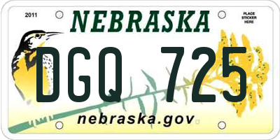 NE license plate DGQ725