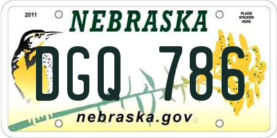 NE license plate DGQ786