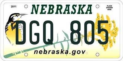 NE license plate DGQ805