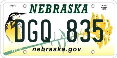 NE license plate DGQ835