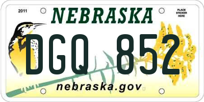 NE license plate DGQ852