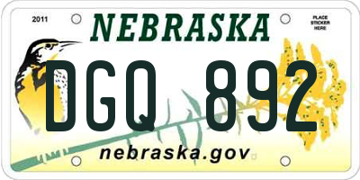 NE license plate DGQ892