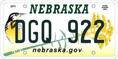 NE license plate DGQ922
