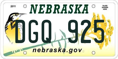 NE license plate DGQ925