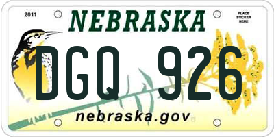 NE license plate DGQ926