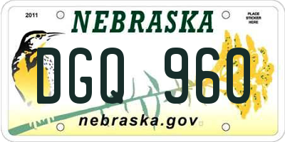 NE license plate DGQ960