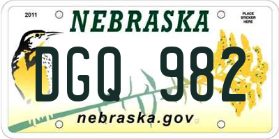 NE license plate DGQ982