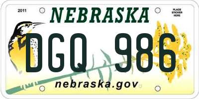 NE license plate DGQ986
