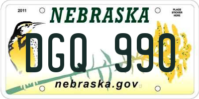 NE license plate DGQ990