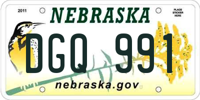 NE license plate DGQ991