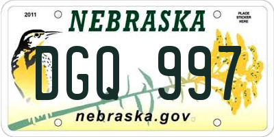 NE license plate DGQ997
