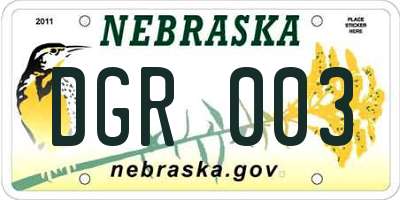 NE license plate DGR003