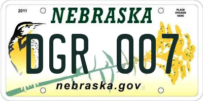 NE license plate DGR007