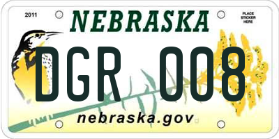 NE license plate DGR008