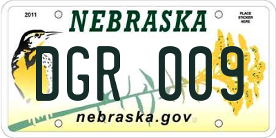 NE license plate DGR009