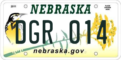 NE license plate DGR014