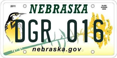 NE license plate DGR016