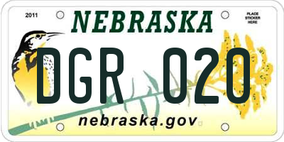 NE license plate DGR020