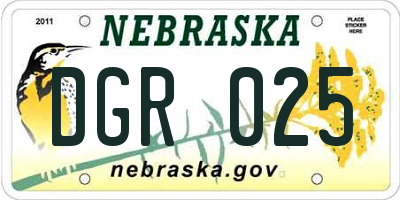 NE license plate DGR025