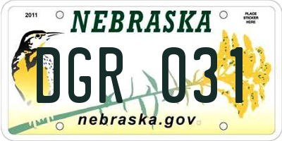 NE license plate DGR031