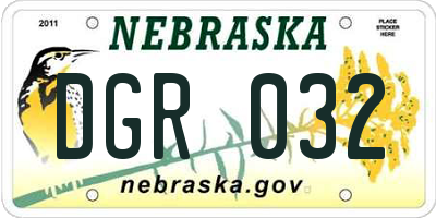 NE license plate DGR032