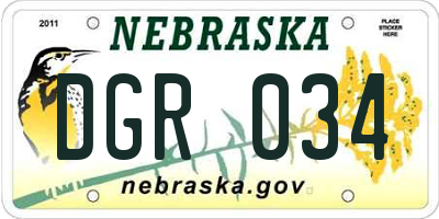 NE license plate DGR034