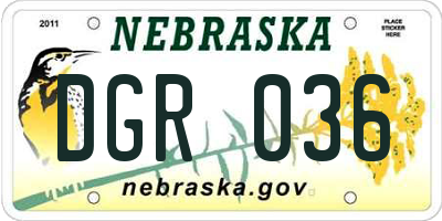 NE license plate DGR036