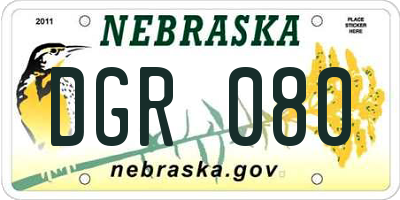 NE license plate DGR080