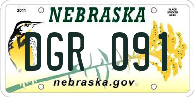 NE license plate DGR091