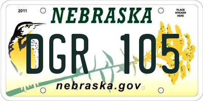 NE license plate DGR105