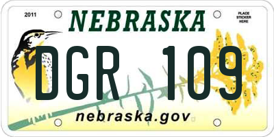 NE license plate DGR109