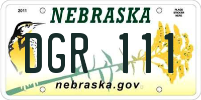NE license plate DGR111