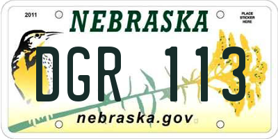 NE license plate DGR113
