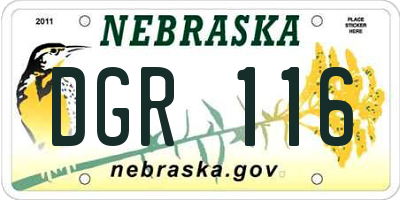NE license plate DGR116