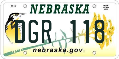 NE license plate DGR118