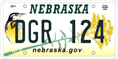 NE license plate DGR124