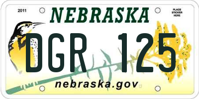 NE license plate DGR125