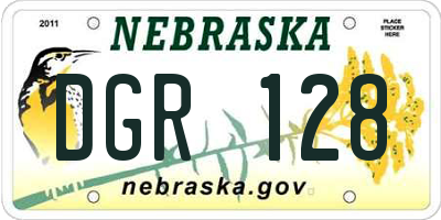 NE license plate DGR128