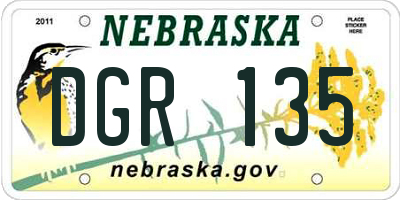 NE license plate DGR135