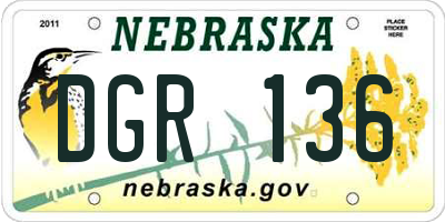 NE license plate DGR136