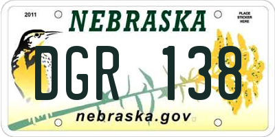 NE license plate DGR138