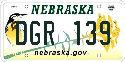 NE license plate DGR139