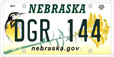 NE license plate DGR144