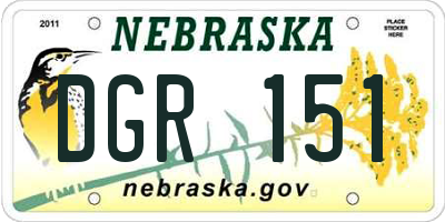 NE license plate DGR151
