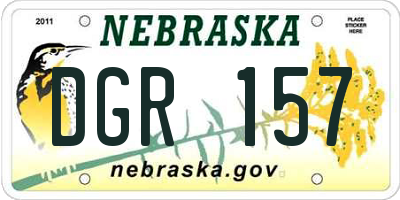 NE license plate DGR157